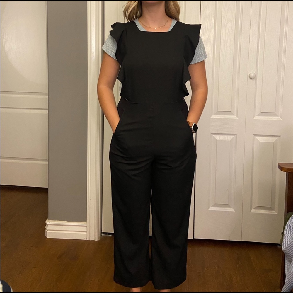 Black ruffled jumpsuit